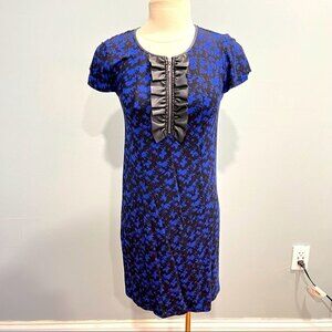 Kensie Navy & Black Printed Cap Sleeve Shift Dress XS